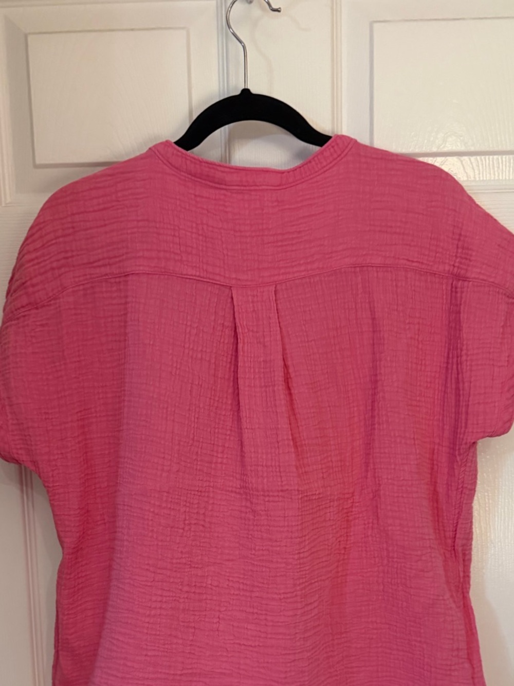 Faherty Pink Short-Sleeve Button Top - Picture 8 of 9